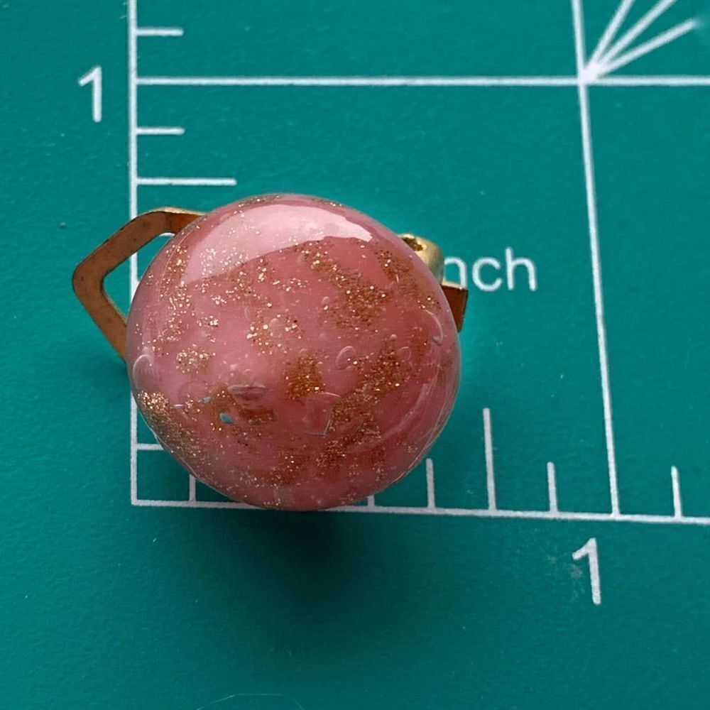 Vintage pink gold Murano glass button earrings